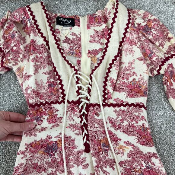 RARE Vintage 60's 70's Gunne Sax Black Label Pink Toile Prairie Maxi Dress (XS) - Picture 15 of 16